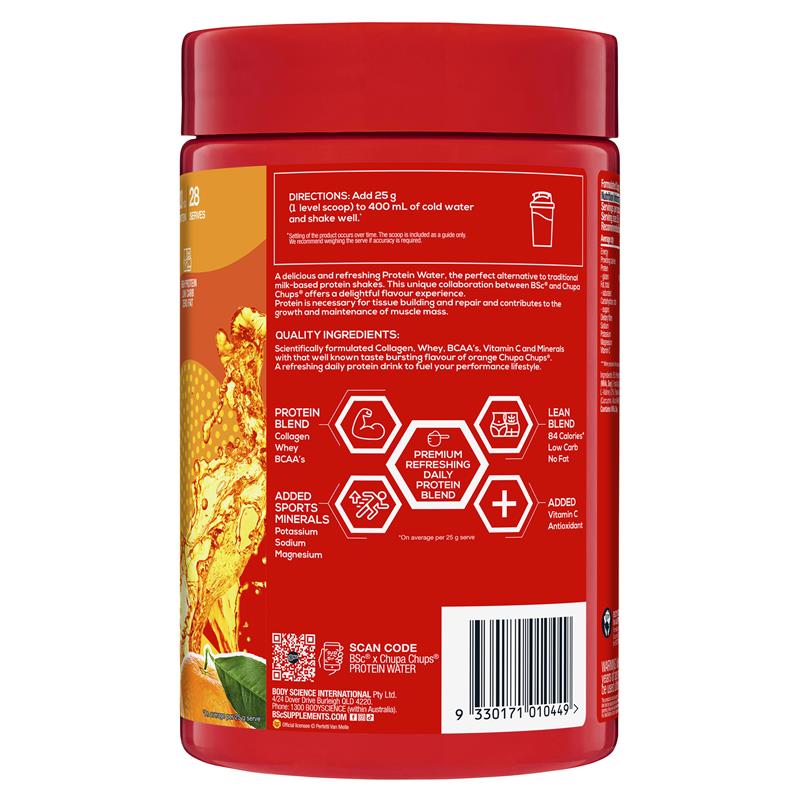 Load image into Gallery viewer, BSc x Chupa Chups Protein Water Orange 700g

