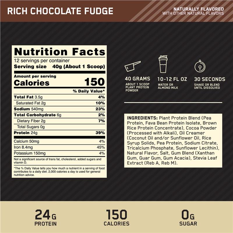Load image into Gallery viewer, Optimum Nutrition Gold Standard 100% Plant Protein Chocolate 480g
