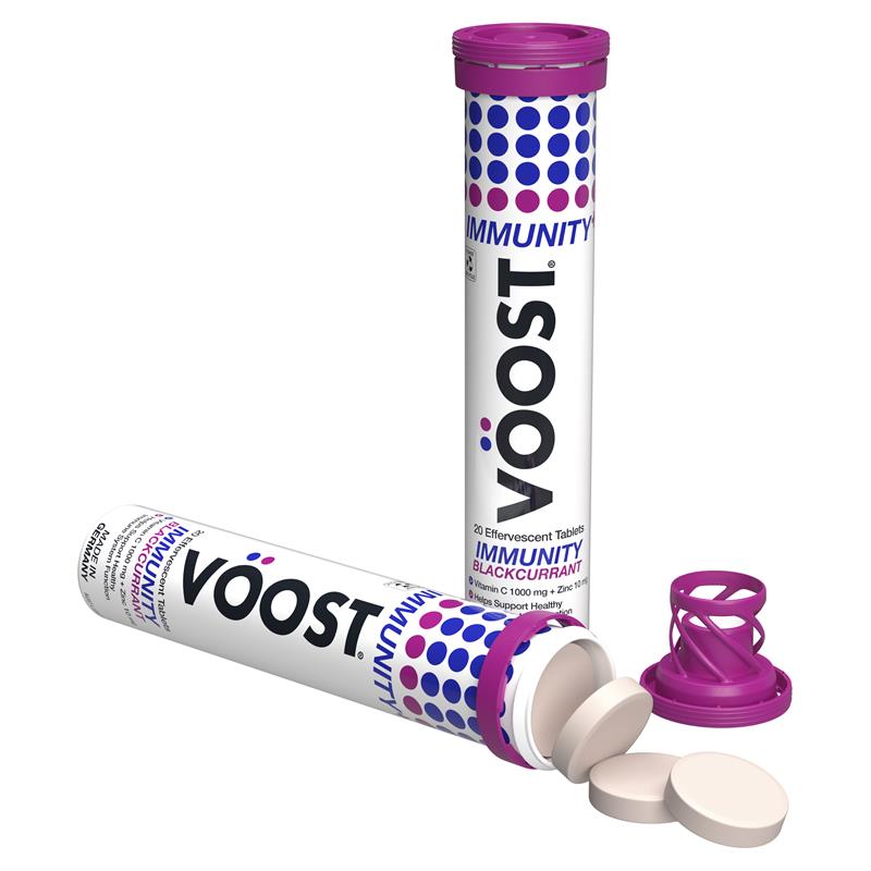 Load image into Gallery viewer, Voost Immunity Blackcurrant Effervescent Tablets 20 Pack
