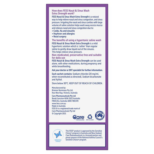 Fess Nasal & Sinus Wash Extra Strength Starter Kit 6 Sachets