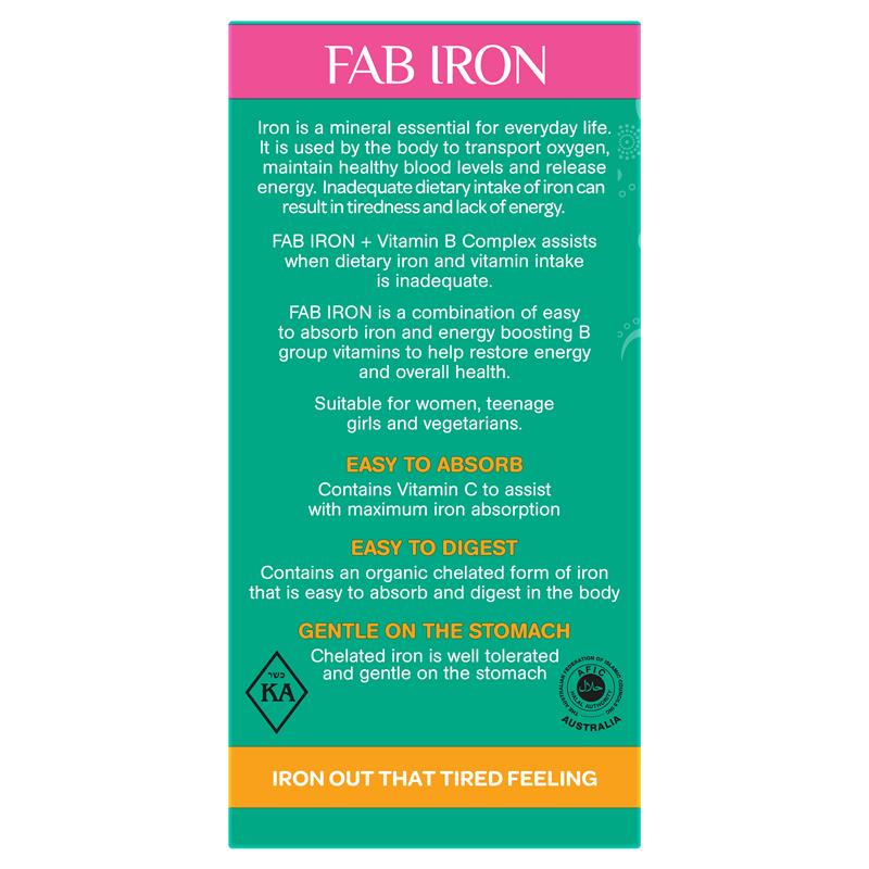 Load image into Gallery viewer, Fab Iron + Vitamin B Complex 60 Tablets
