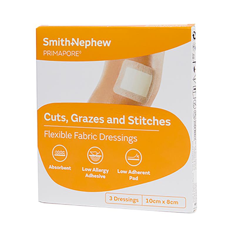 Load image into Gallery viewer, Primapore Flexible Fabric Dressing 10cm x 8cm 3 Pack
