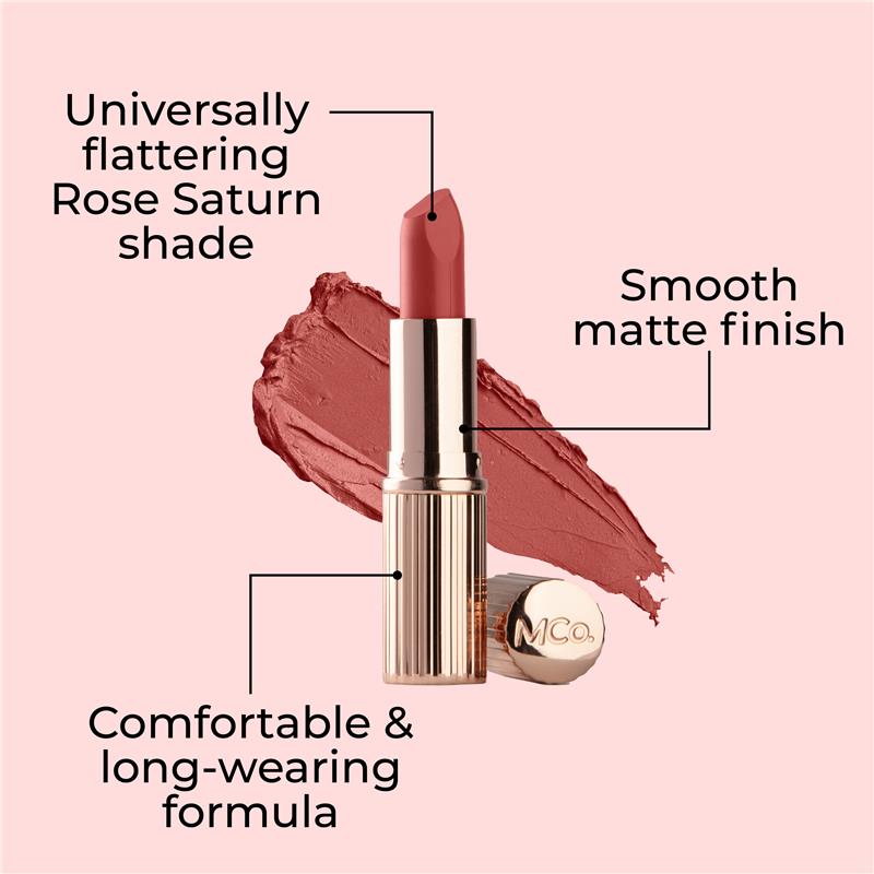 Load image into Gallery viewer, MCoBeauty Creme Matte Luxe Lipstick Rose Saturn
