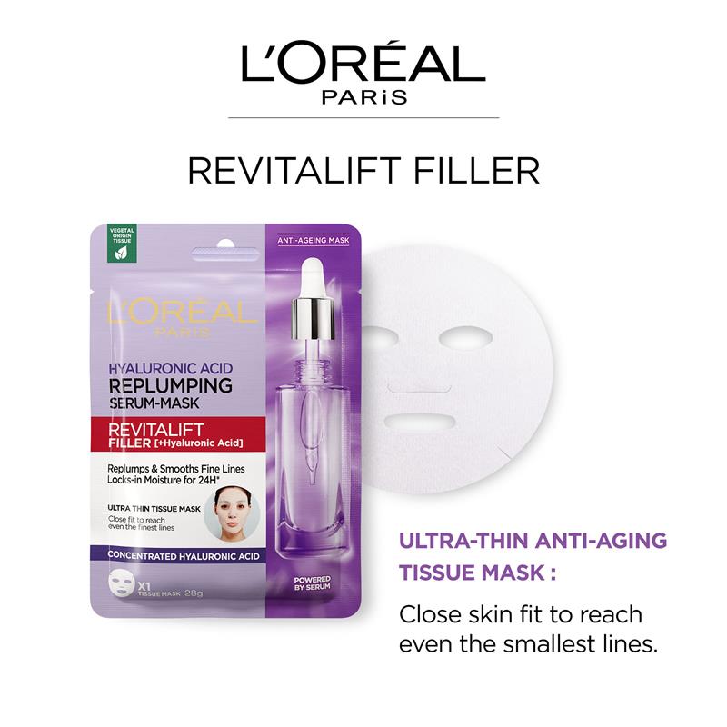 Load image into Gallery viewer, L'Oreal Paris Revitalift Filler Hyaluronic Acid Plumping Anti Wrinkle Sheet Mask
