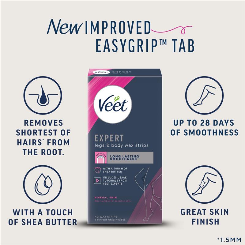 Load image into Gallery viewer, Veet Expert Cold Wax Leg &amp; Body 40 Pack
