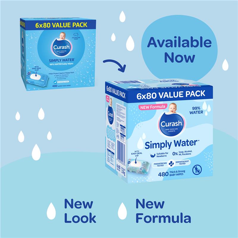 Load image into Gallery viewer, Curash Simply Water Wipes 6 x 80 Pack
