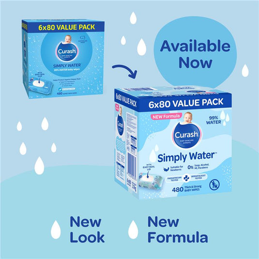 Curash Simply Water Wipes 6 x 80 Pack
