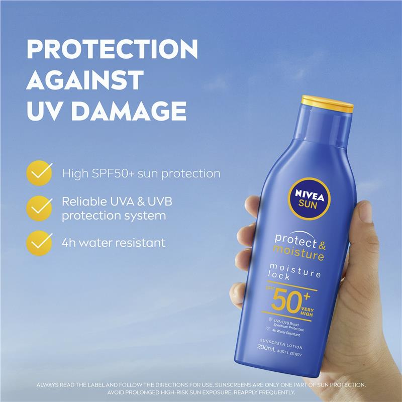 Load image into Gallery viewer, NIVEA Sun Protect &amp; Moisture SPF50+ Sunscreen Lotion 200ml
