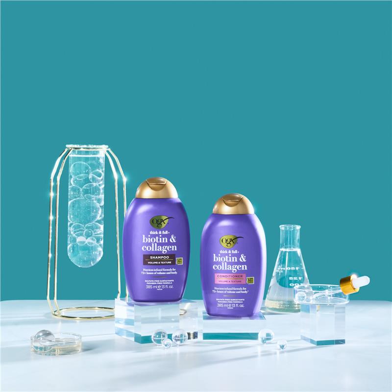 Load image into Gallery viewer, Ogx Thick &amp; Full + Volumising Biotin &amp; Collagen Conditioner For Fine Hair 385mL
