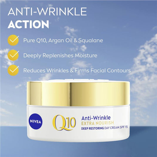 NIVEA Q10 Anti-Wrinkle Extra Nourish Deep Restoring Day Cream SPF15 50ml
