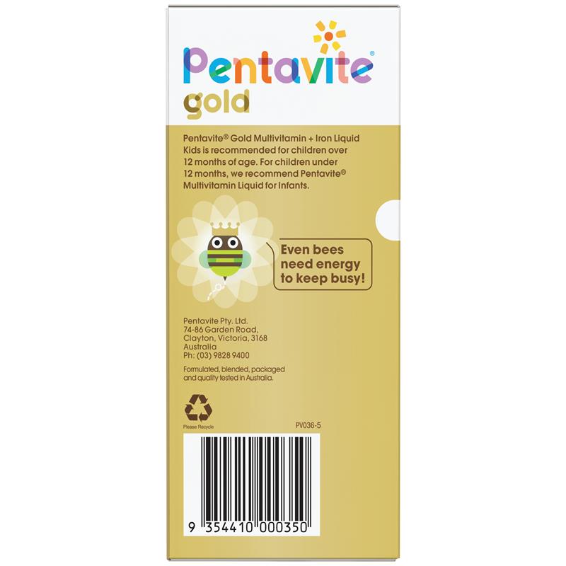 Load image into Gallery viewer, Pentavite Gold Multivitamin + Iron Liquid For Kids 200ml
