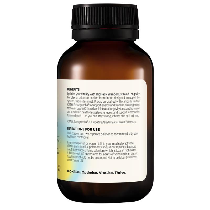 Load image into Gallery viewer, BioHack Wanderlust Male Longevity Complex 60 Capsules

