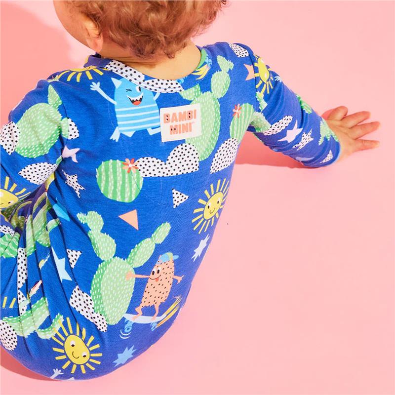 Load image into Gallery viewer, Bambi Mini Co. Wrigglesuit 6-12 Months (with Grippy Feet) Beaucoup Blue
