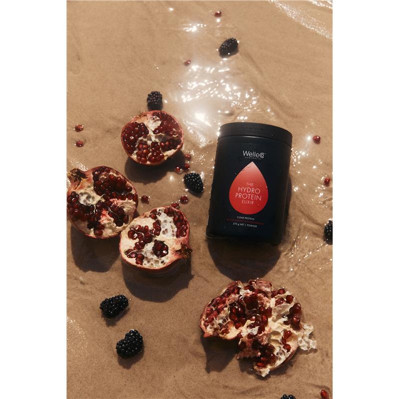 Load image into Gallery viewer, WelleCo The HydroProtein Elixir Pomegranate &amp; Blackcurrant 270g Jar
