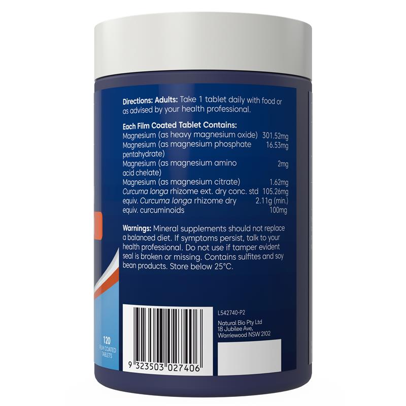 Load image into Gallery viewer, Bioglan Magnesium + Curcumin 120 Tablets

