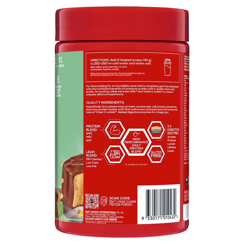 Load image into Gallery viewer, BSc x Violet Crumble Protein Powder Choc Mint 700g

