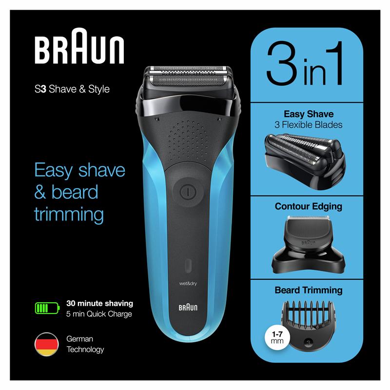 Load image into Gallery viewer, Braun Series 3 Electric Shaver &amp; Precision Beard Trimmer For Men 310BT
