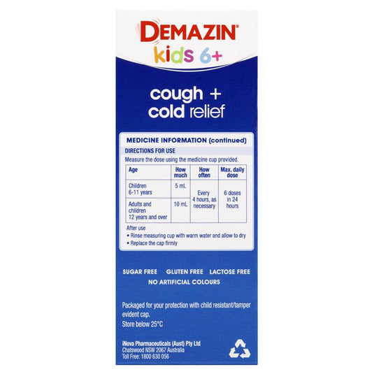 Demazin Kids 6+ Cough + Cold Relief 200ml