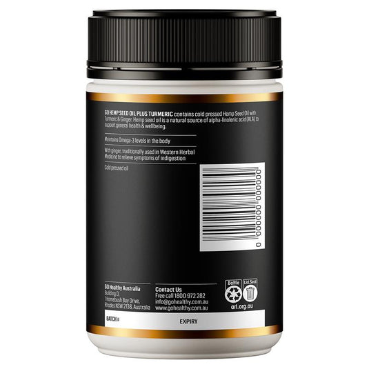 GO Healthy Hemp Seed Oil Plus Turmeric 100 Soft Capsules