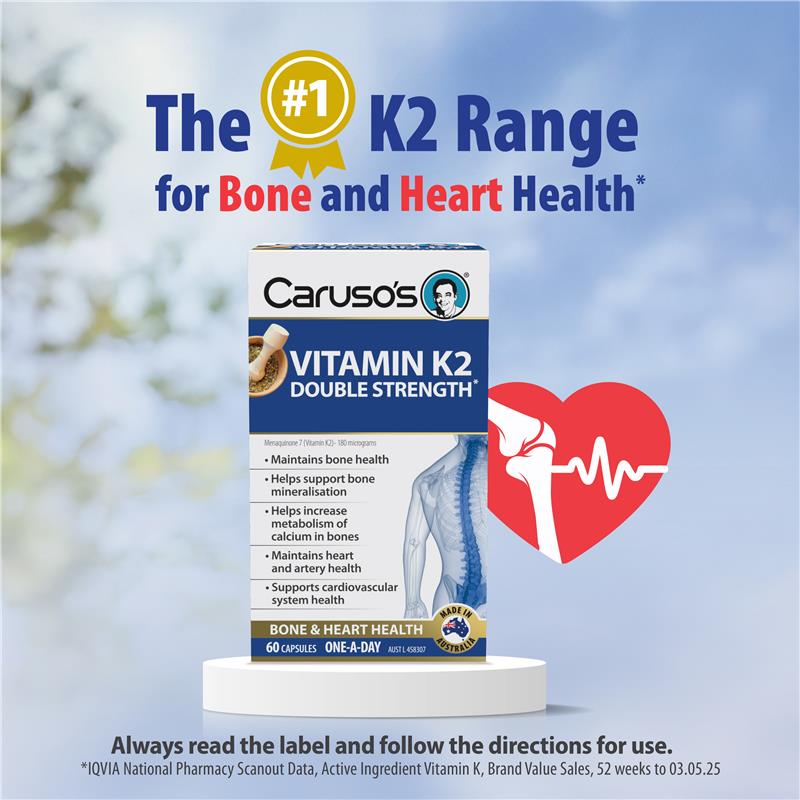 Load image into Gallery viewer, Carusos Vitamin K2 Double Strength 60 Capsules
