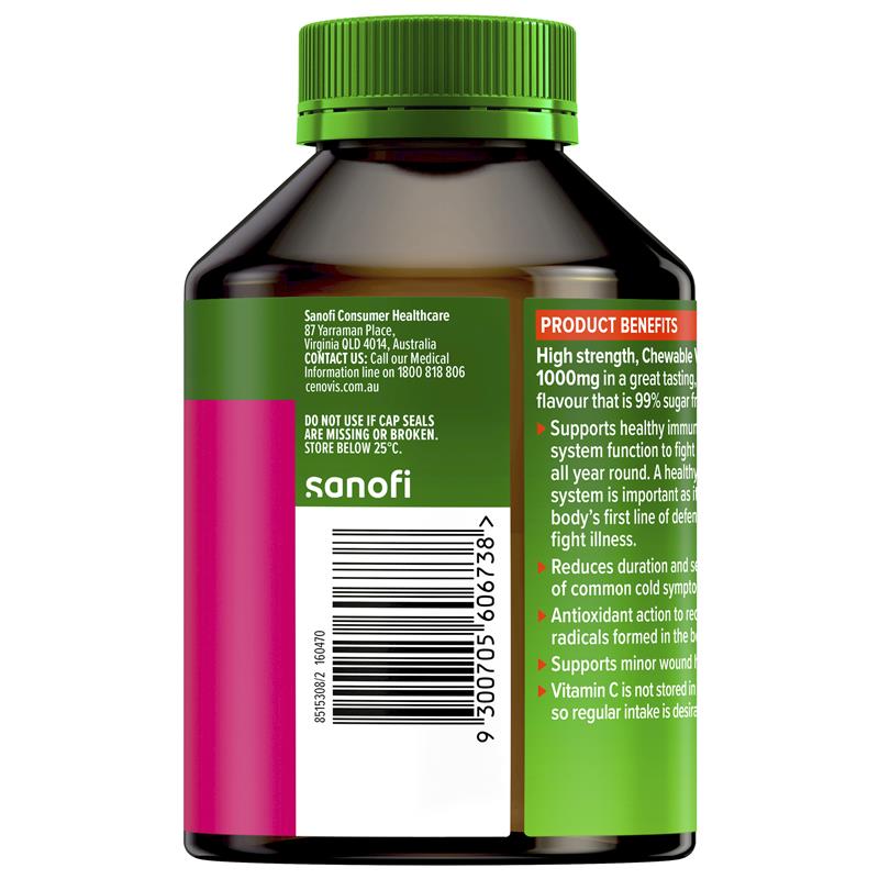 Load image into Gallery viewer, Cenovis Chewable Mega Vitamin C 1000mg Berry 120 Tablets Exclusive Size
