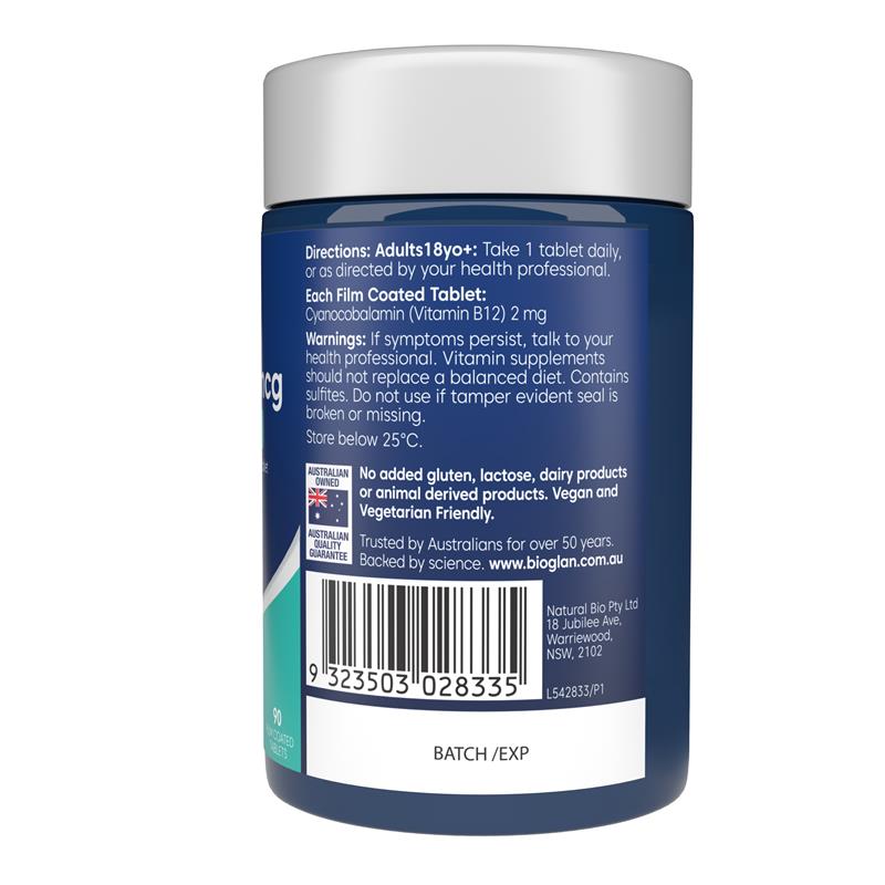 Load image into Gallery viewer, Bioglan Vitamin B12 2000mcg 90 Tablets
