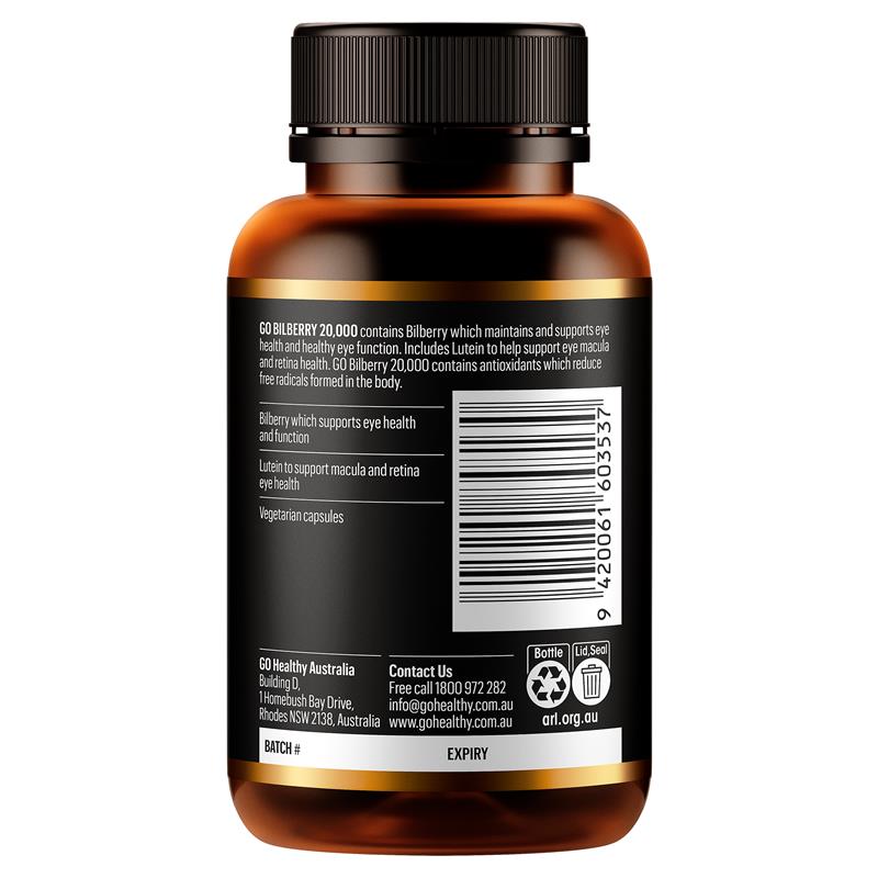 Load image into Gallery viewer, Go Healthy Bilberry 20000mg 30 Vege Capsules
