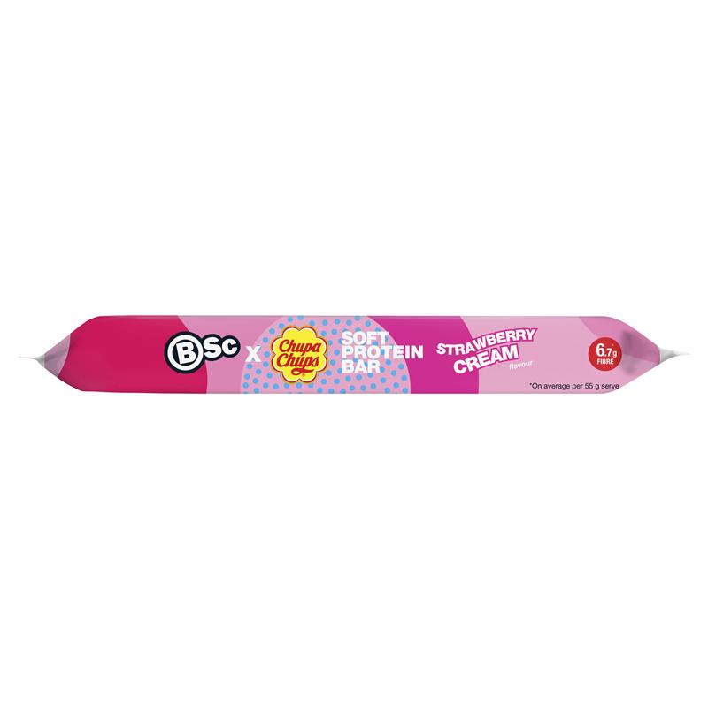 Load image into Gallery viewer, BSc x Chupa Chups Soft Protein Bar Strawberry Cream 55g
