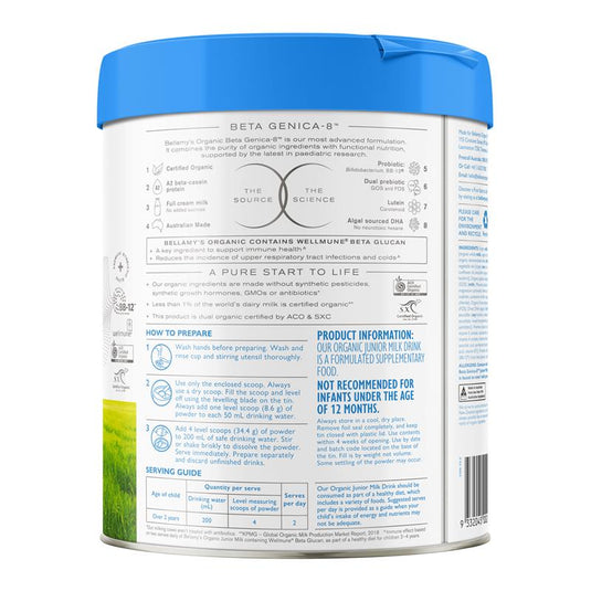 Bellamys Beta Genica-8 Step 4 Junior Milk Drink 800g