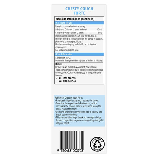 Robitussin Chesty Cough Forte 250ml Exclusive Size