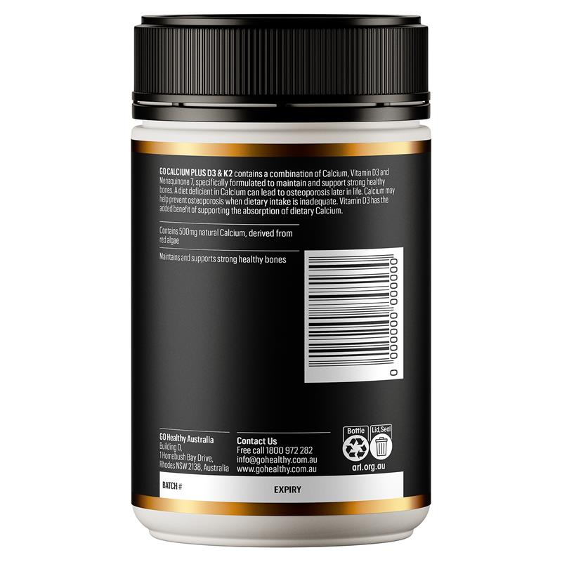 Load image into Gallery viewer, GO Healthy Calcium Plus D3 &amp; K2 120 Hard Capsules
