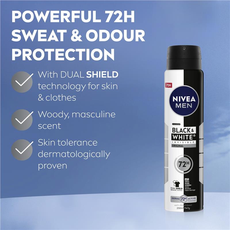 Load image into Gallery viewer, NIVEA MEN Black &amp; White Power Aerosol Deodorant 72H Protection 250ml

