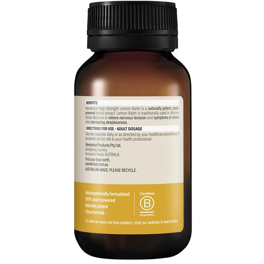 Wanderlust High Strength Lemon Balm 90 Capsules