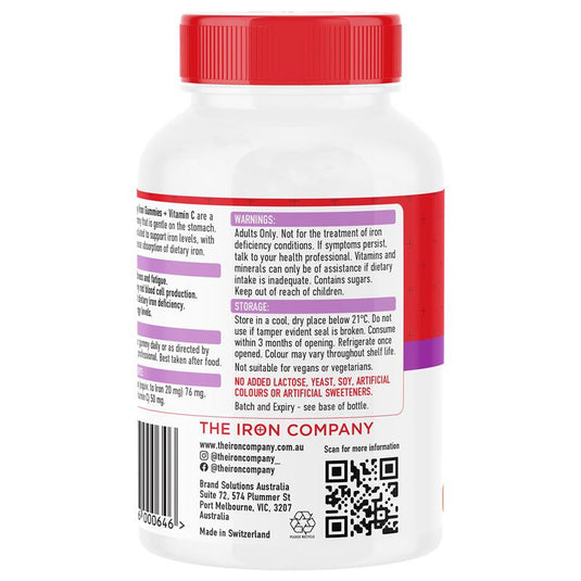 The Iron Company Iron + Vitamin C Gummies Orange 30 Gummies