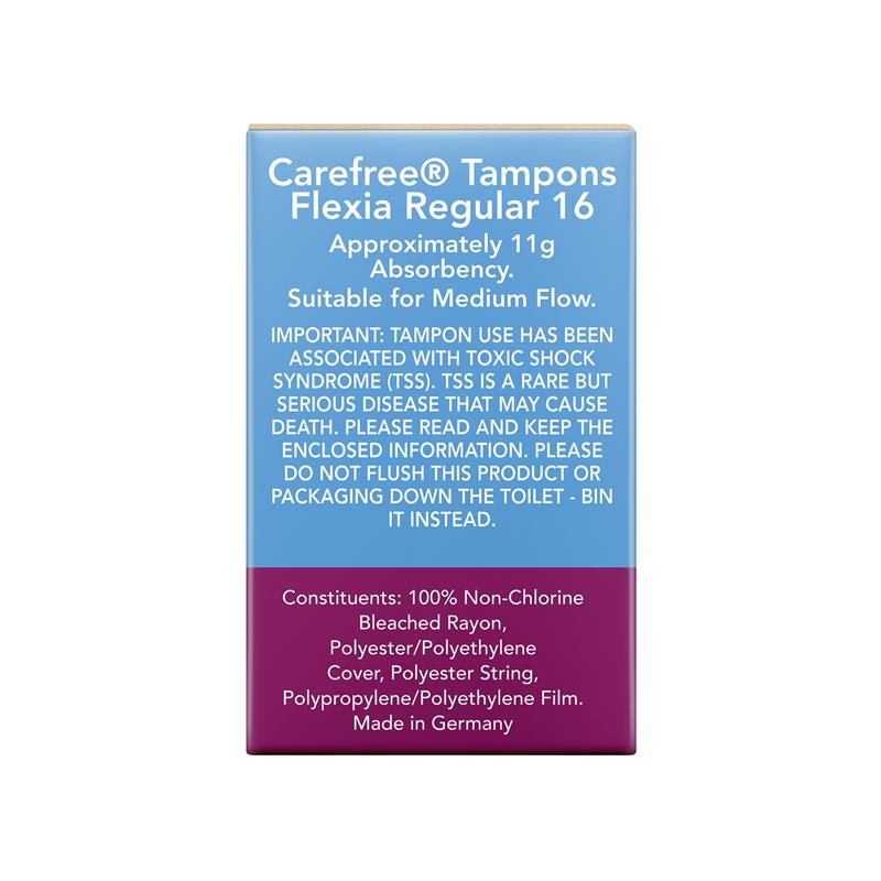 Load image into Gallery viewer, Carefree Flexia Fragrance Free Regular Tampons With Wings 16 Pack

