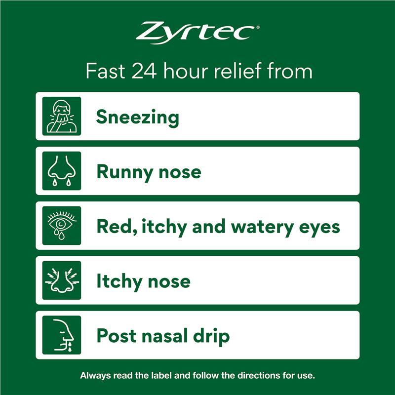 Load image into Gallery viewer, Zyrtec Rapid Acting Antihistamine Allergy &amp; Hayfever Mini Tablets 70 Pack
