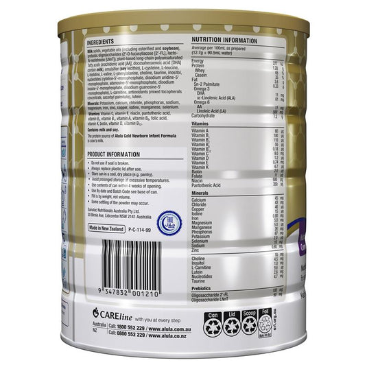 Alula Gold Stage 1 Newborn Infant Formula 0-6 Months 900g