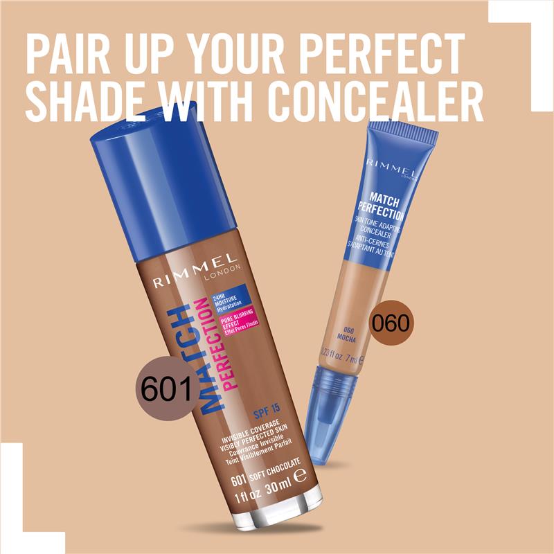 Load image into Gallery viewer, Rimmel Match Perfection Foundation Soft Chocolate 601
