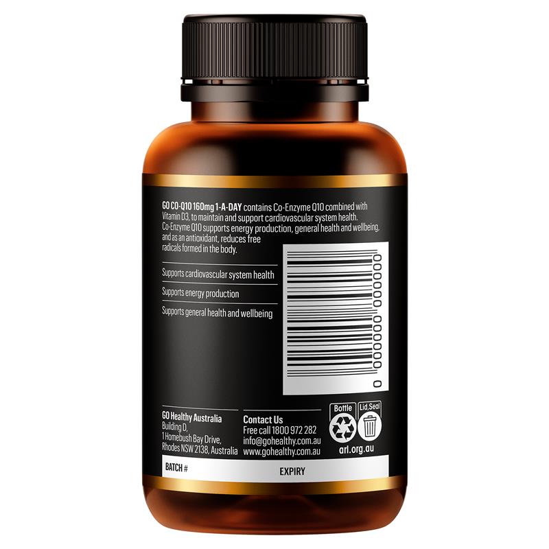 Load image into Gallery viewer, GO Healthy CoQ10 160mg 100 Softgel Capsules
