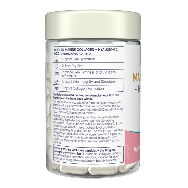 Load image into Gallery viewer, Bioglan Marine Collagen + Hyaluronic Acid 80 Tablets
