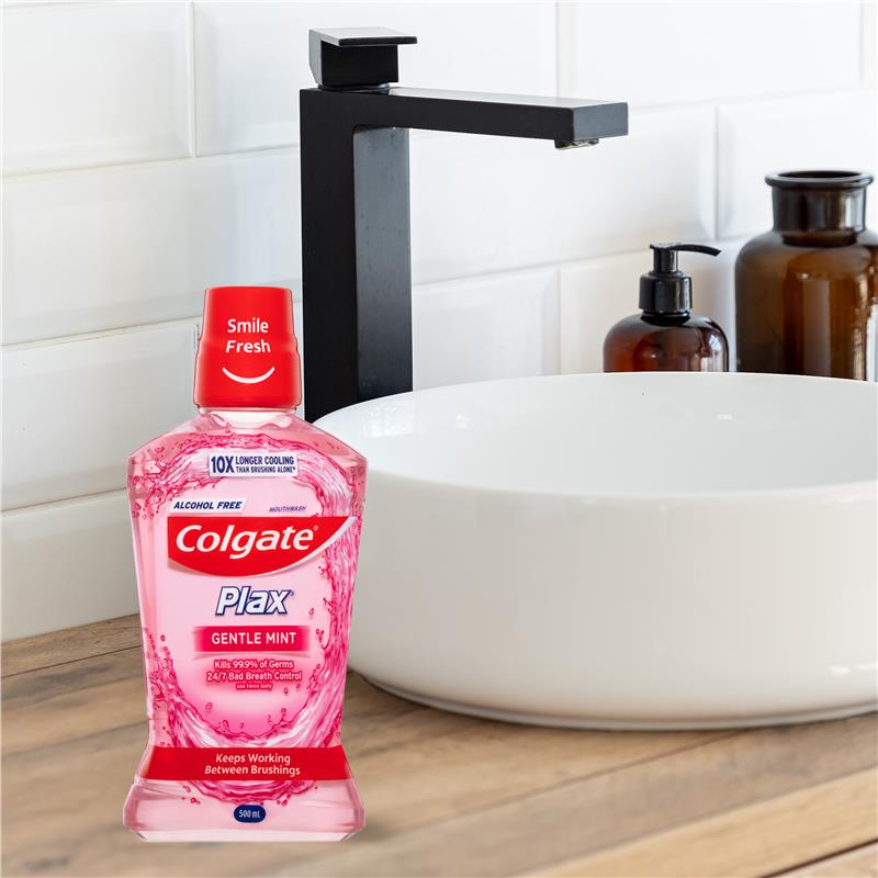 Load image into Gallery viewer, Colgate Plax Alcohol Free Antibacterial Mouthwash Gentle Mint 500mL
