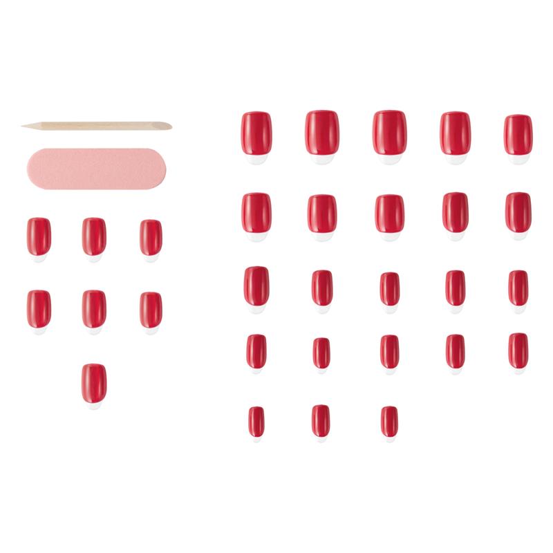 Load image into Gallery viewer, Glam By Manicare Glam Ready Pre-Glued Nails Candy Apple Red 30 Pieces
