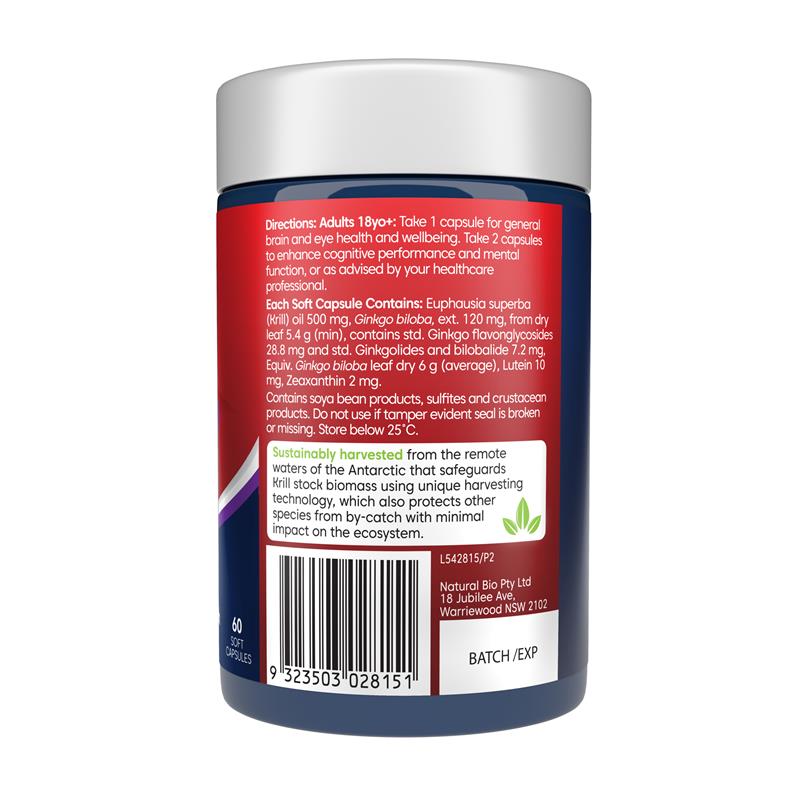 Load image into Gallery viewer, Bioglan Red Krill Oil Active Brain &amp; Eyes 60 Capsules
