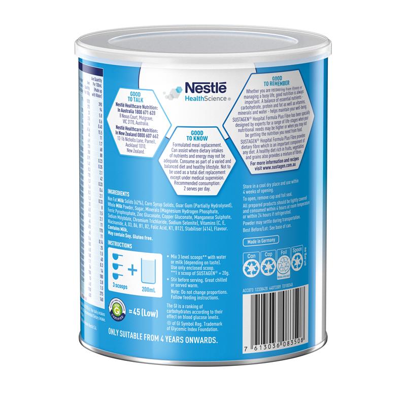 Load image into Gallery viewer, Sustagen Hospital Formula + Fibre Nutritional Supplement Vanilla Flavour 840g
