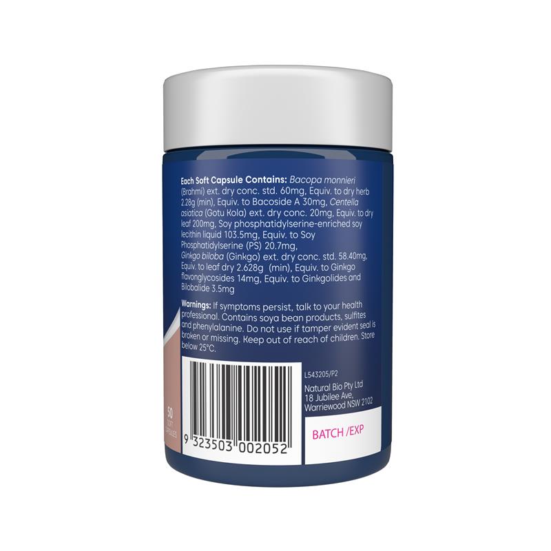 Load image into Gallery viewer, Bioglan Brahmi + PS + Ginkgo Focus 50 Capsules

