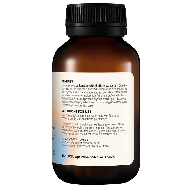 Load image into Gallery viewer, BioHack Wanderlust Digestive Enzymes x6 60 Capsules

