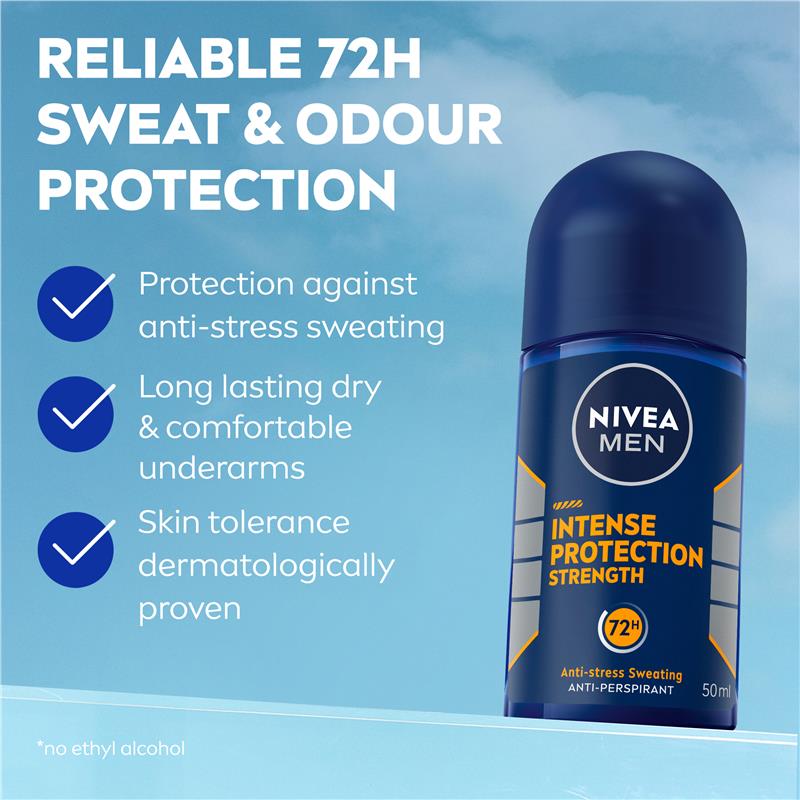 Load image into Gallery viewer, NIVEA MEN Intense Protection Strength Roll On Deodorant 72H Protection 50ml
