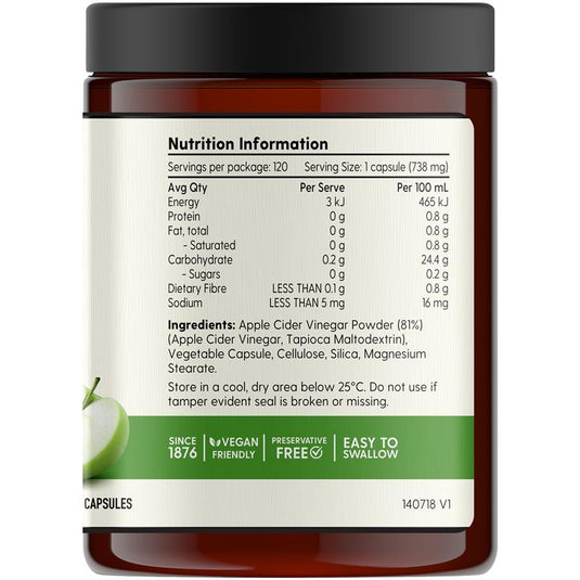 Barnes Naturals Apple Cider Vinegar with The Mother 600mg 120 Capsules