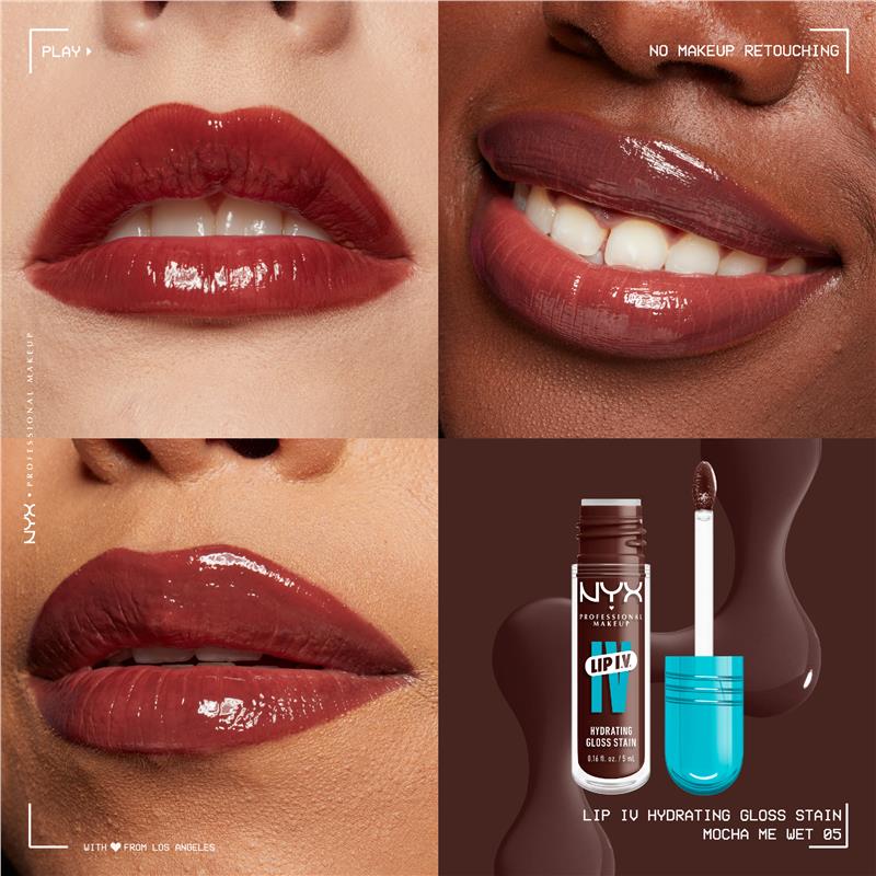 Load image into Gallery viewer, NYX Lip IV Hydrating Gloss Stain Mocha Me Wet
