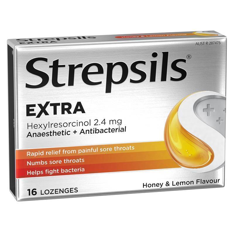 Load image into Gallery viewer, Strepsils Extra Honey Lemon Lozenges 16pk Fast Numbing Sore Throat Pain Relief with Anaesthetic
